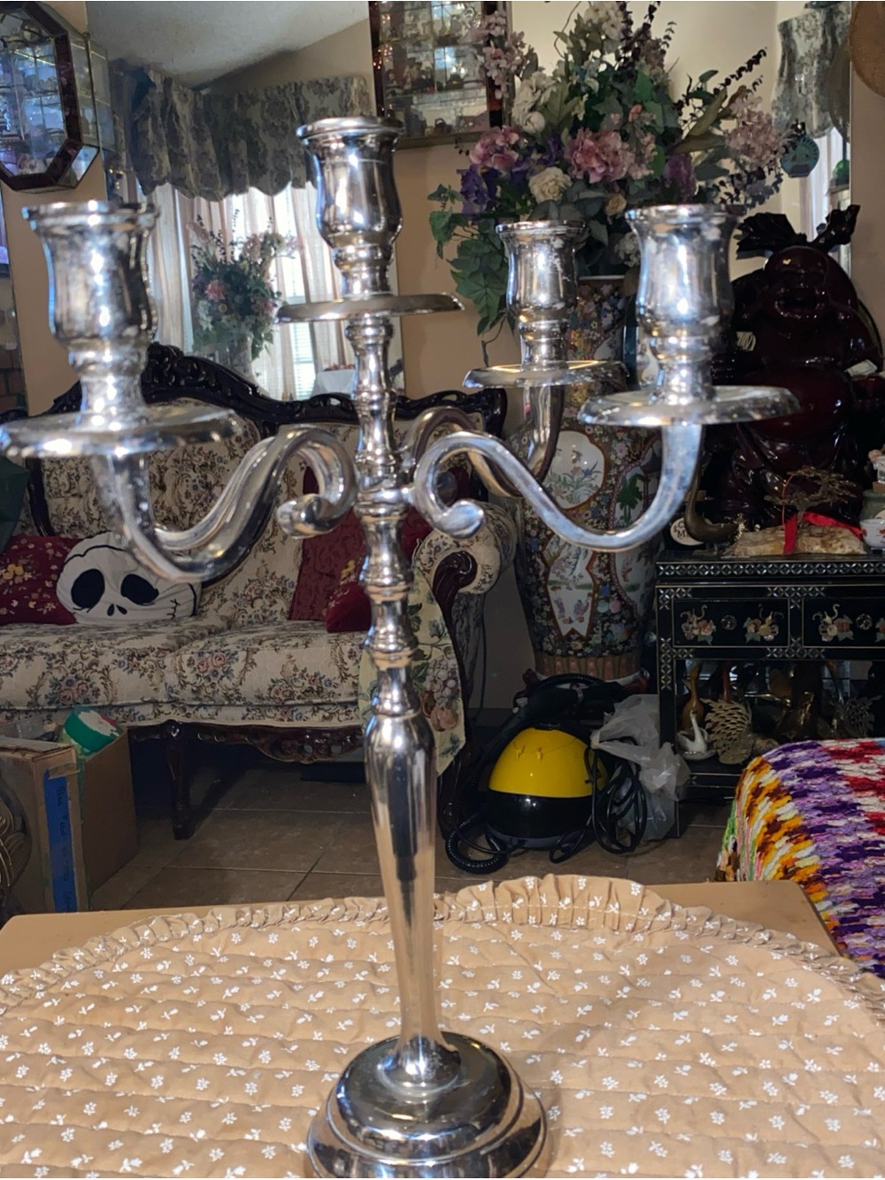 Vintage Godinger Polished Silver Five-Arm Candelabra